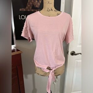 🆕Skönhet Pink Pearl Sleeve Top